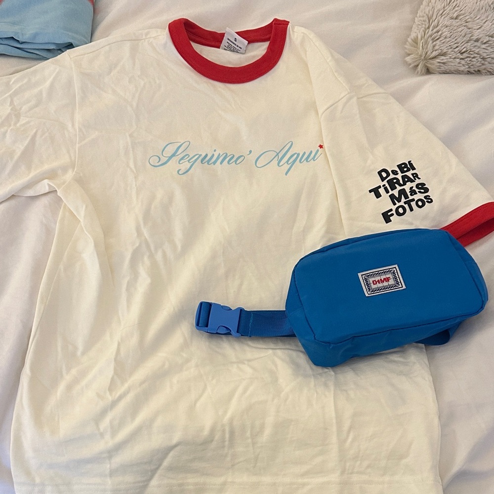 DTMF Bad Bunny Merch - White and Red Graphic Tee Seguimo Aquí